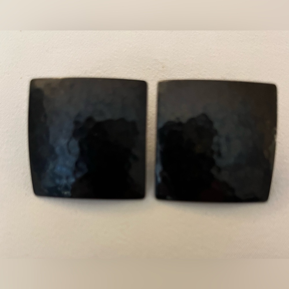 Charcoal Hammered Square Earrings